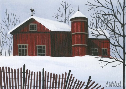 Framed Red Barn Print