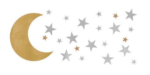 Framed Moon &amp; Stars Print
