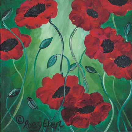 Framed Poppies in Bloom Print