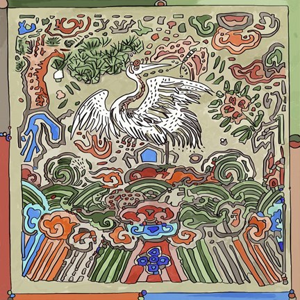 Framed Asian Crane Print