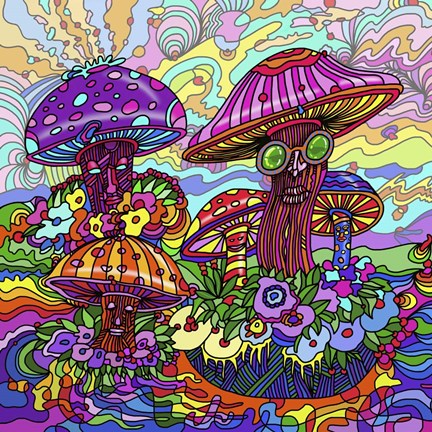 Framed Pop Art - Mushrooms Print