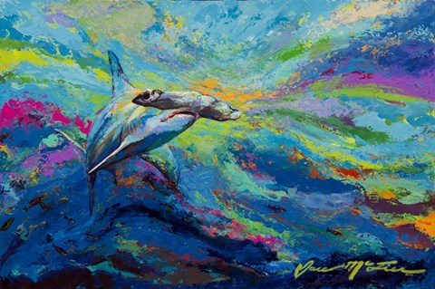 Framed After Dinner Swim - Hammer Head Shark Print