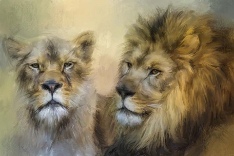 Framed Lion and His Lioness Print