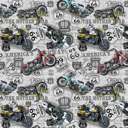 Framed Vintage Motorcycles on Route 66-Z2 Print