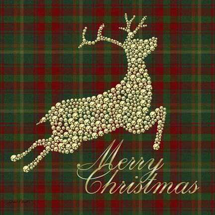 Framed Merry Christmas Plaid - Gold Print