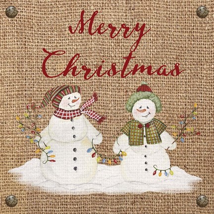 Framed Christmas on Burlap- Merry Christmas 3 Print