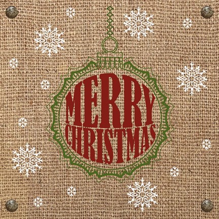 Framed Christmas on Burlap - Merry Christmas 1 Print