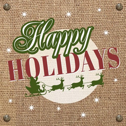 Framed Christmas on Burlap - Happy Holidays Print