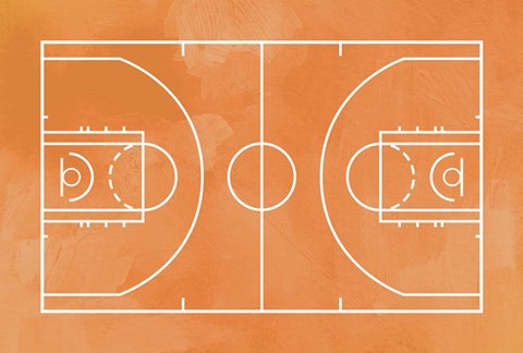 Framed Basketball Court Orange Paint Background Print