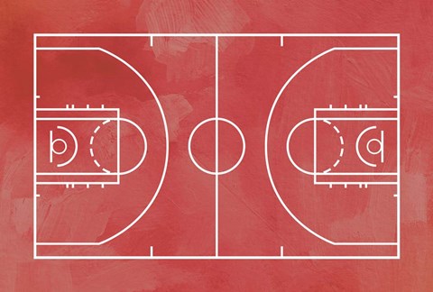 Framed Basketball Court Red Paint Background Print