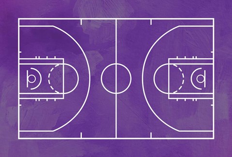 Framed Basketball Court Purple Paint Background Print