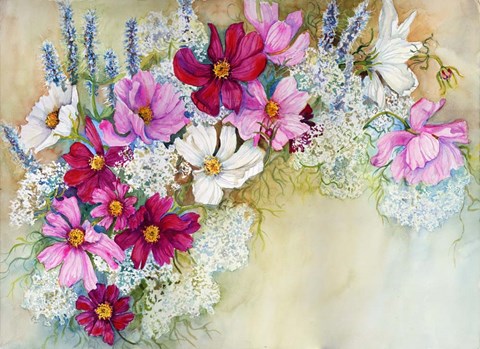 Framed Coleome and Queen Ann Lace Mix Print