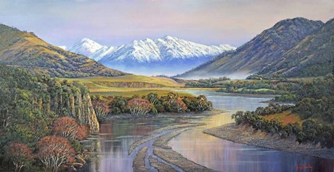 Framed Autumn on the Waiau River Print