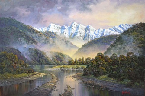 Framed Rising Mists   Lewis Pass copy Print