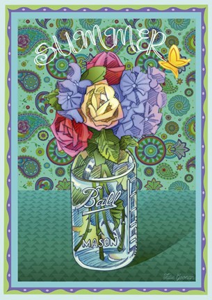 Framed Summer Ball - Jar pattern Print