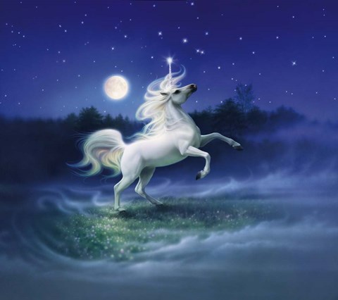 Framed Moonlight Unicorn Print