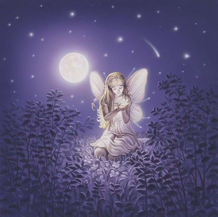 Framed Girl With Night Flower Print