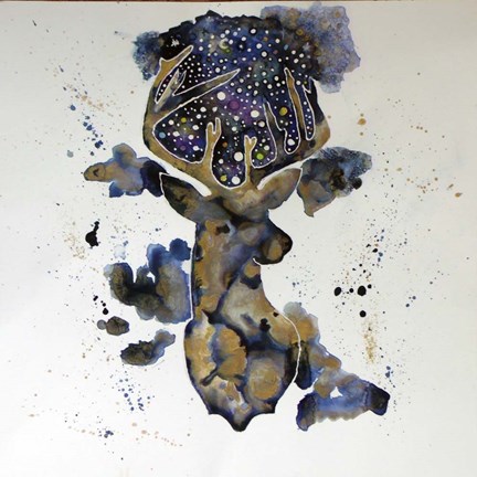 Framed Starry Night Deer Print