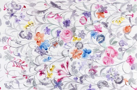 Framed Field of Flowers I Print