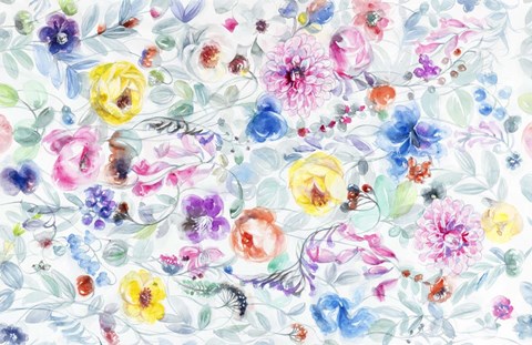 Framed Field of Flowers III Print