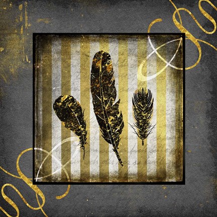 Framed Black &amp; Gold - Feathers Print