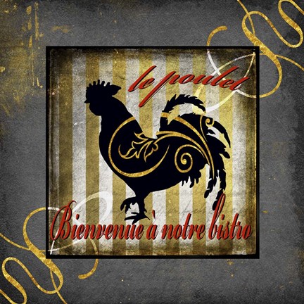 Framed Gold Welcome To Our Bistro Chicken 1 Print