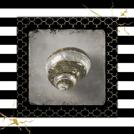 Framed Golden Sea With Stripes 3 Print