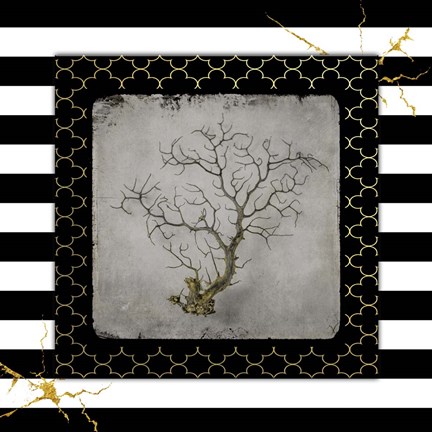 Framed Golden Sea With Stripes 4 Print