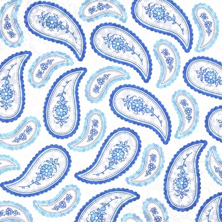 Framed Camo Paisley 4 Blue 3 Print