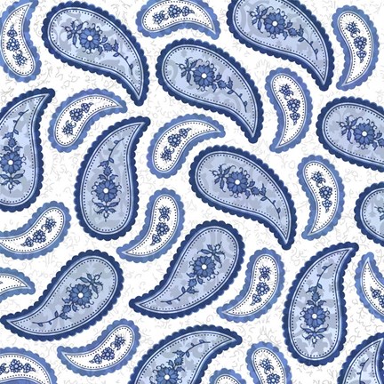 Framed Camo Paisley 4 Blue Print