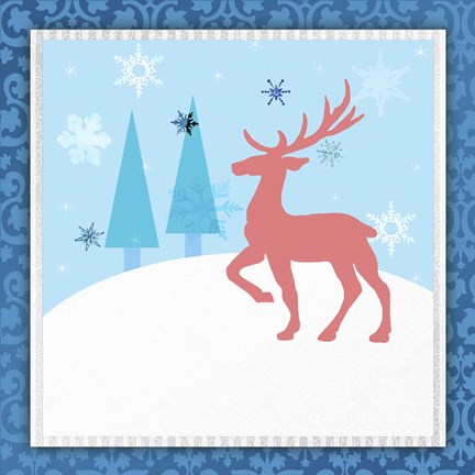 Framed Christmas Deer 1 Print