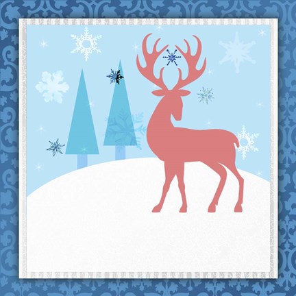 Framed Christmas Deer 2 Print