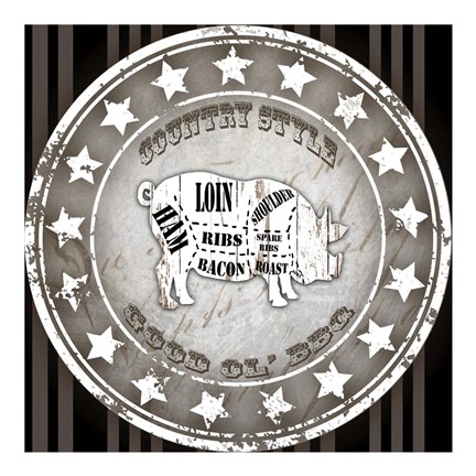 Framed Good Ol' BBQ Square Pig Print
