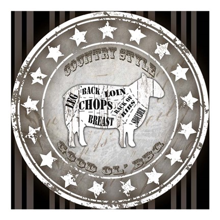 Framed Good Ol' BBQ Square Sheep Print