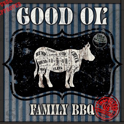 Framed Good Ol' Family BBQ Square Cow Print