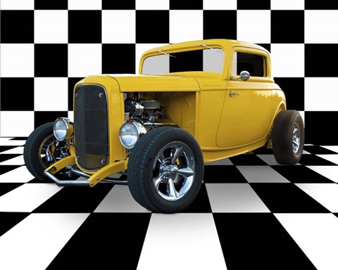 Framed Yellow Hotrod Print