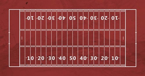 Framed American Football Field Red Print
