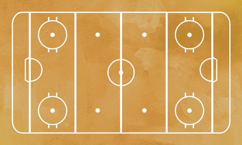 Framed Ice Hockey Rink Yellow Paint Print