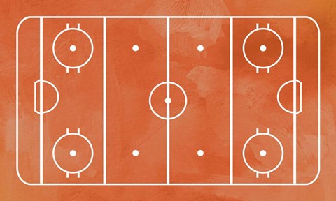 Framed Ice Hockey Rink Orange Paint Print