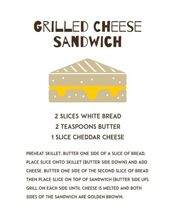 Framed Grilled Cheese Sandwich Recipe White Print