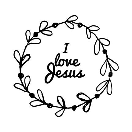 Framed I Love Jesus - Wreath Doodle White Print