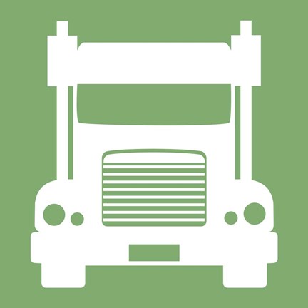 Framed Front View Trucks Set II - Green Print