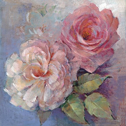 Framed Roses on Blue I Crop Print