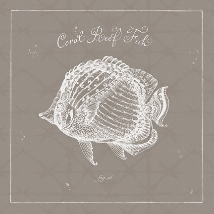 Framed Underwater Life XIV Greige Print