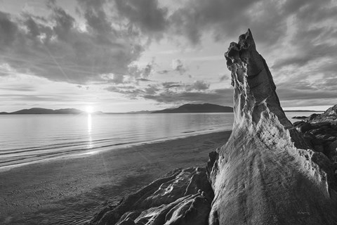 Framed Samish Bay Sunset I BW Print