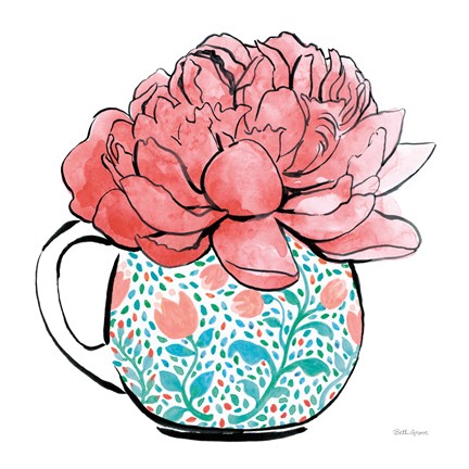 Framed Floral Teacups I Print