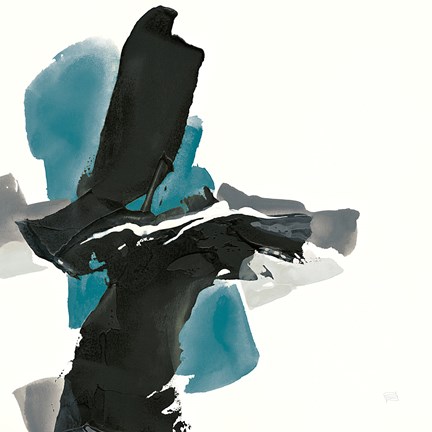 Framed Black and Teal IV Print