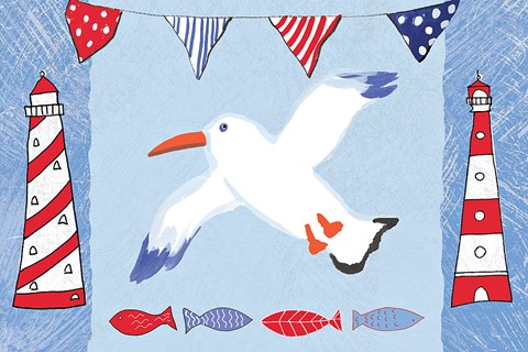 Framed Coastal Bird III Blue Print