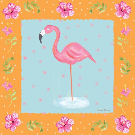Framed Flamingo Dance IV Print