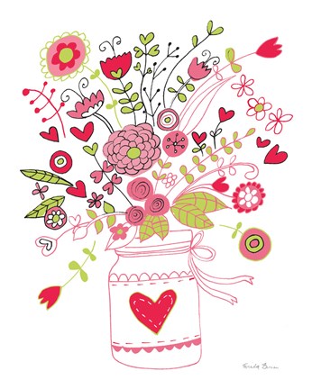 Framed Valentines Flowers I Print